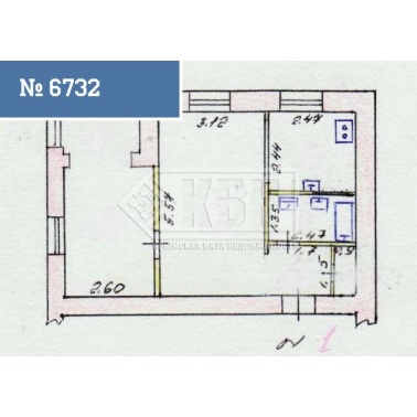 2-к квартира 44 кв.м 1/2 эт.